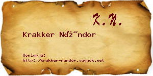 Krakker Nándor névjegykártya